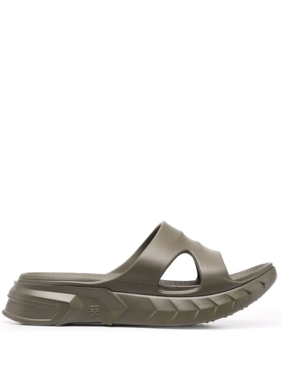 Givenchy Mens Green Comb Marshmallow Rubber Slider Sandals 8