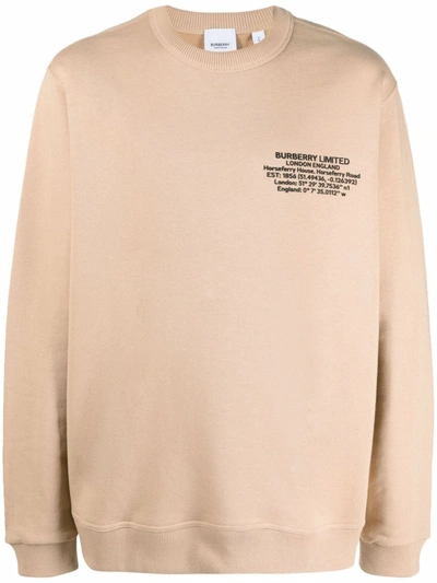 Burberry Mens Soft Fawn Angelo Logo-print Cotton-jersey Sweatshirt S In Beige