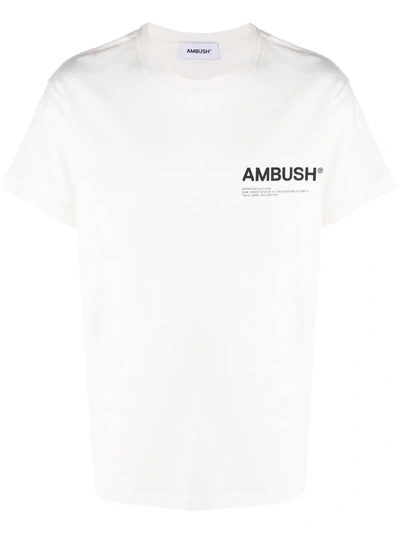 Ambush Logo印花棉质平纹针织t恤 In White