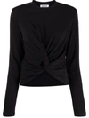 Ambush Black Viscose Knot Detail Long Sleeve T-shirt In Schwarz