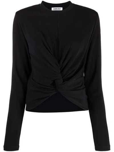 Ambush Black Viscose Knot Detail Long Sleeve T-shirt