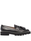 Stuart Weitzman Mila Tassel-trim Studded Loafers In Schwarz