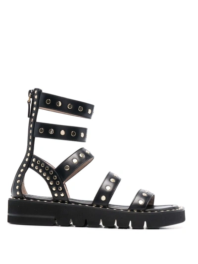 Stuart Weitzman Stud-embellished Open-toe Sandals In Schwarz