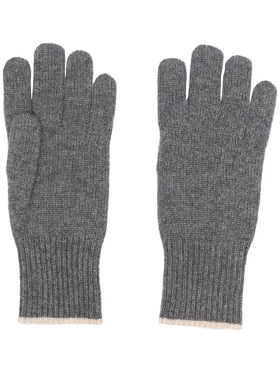 Brunello Cucinelli Ribbed-knit Cashmere Gloves In Charcoal
