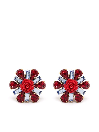 Dolce & Gabbana Crystal-embellished Resin Earrings In Blau