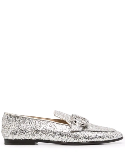 Jimmy Choo Mani Glitter Loafers In Metallic