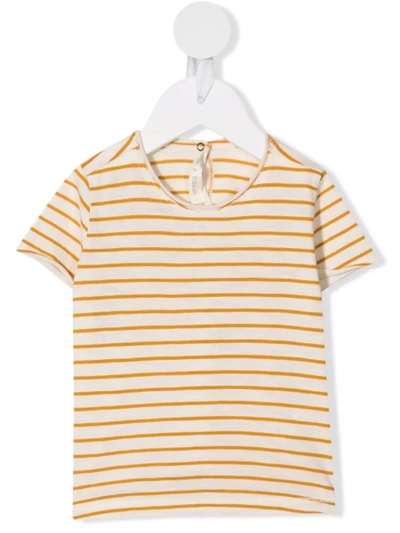 Zhoe & Tobiah Babies' Striped Cotton T-shirt In Moutarde