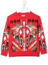 Marcelo Burlon County Of Milan Red Sweatshirt With Multicolor Print In Red