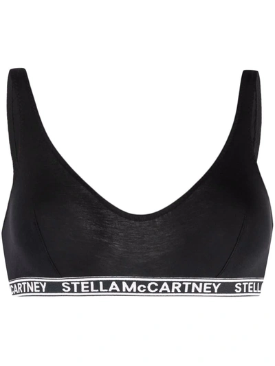 Stella Mccartney Ivy Chatting Cotton Bralette In Black