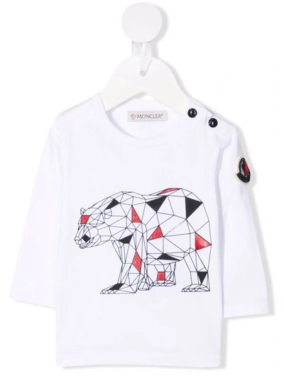 Moncler Babies' Long Sleeved Shirt With Print In White