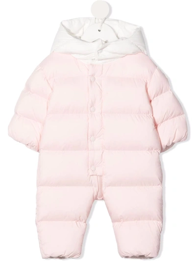Moncler Babies' Logo印花填充连体长裤 In Pink