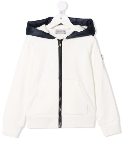 Moncler Kids' Logo-patch Zipped Hoodie In Panna