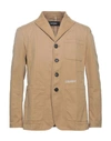 Dsquared2 Single-breasted Logo-print Jacket In Beige