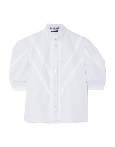 Acheval Pampa Yegua Lace-trimmed Cotton-blend Poplin Blouse In White