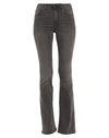 People (+)  Woman Denim Pants Dark Brown Size 30 Cotton, Elastomultiester, Elastane In Grey