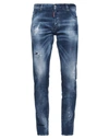 Dsquared2 Man Jeans Blue Size 34 Cotton, Elastane, Bovine Leather In Blue