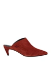 Roger Vivier Woman Mules & Clogs Rust Size 5 Soft Leather In Red