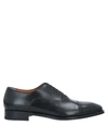 Santoni Man Lace-up Shoes Black Size 6 Soft Leather In Black