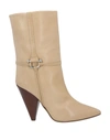 Isabel Marant Lunder Leather Ankle Boots In Beige