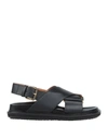 Marni Black Criss-cross Sandals In Smooth Leather In Black