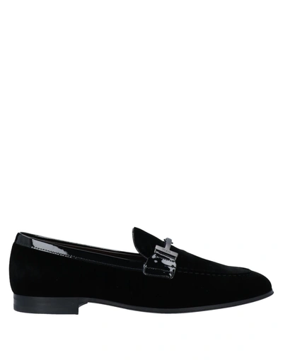 Tod's Loafers In Velvet In Black