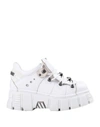 New Rock Branded-laces Platform Sneakers In White