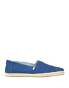 Toms Vegan Friendly Alpargata Slip Ons In Navy With Rope Sole In Bright Blue