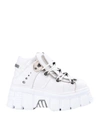 New Rock Platform Lace-up Sneakers In White