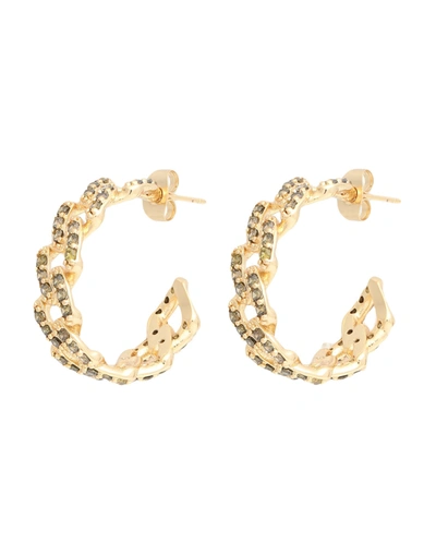 Crystal Haze Mexican Chain Hoops Woman Earrings Light Green Size - Brass, 18kt Gold-plated, Cubic Zi