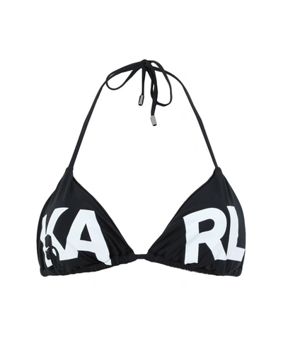 Karl Lagerfeld Logo-print Halterneck Bikini Top In Black