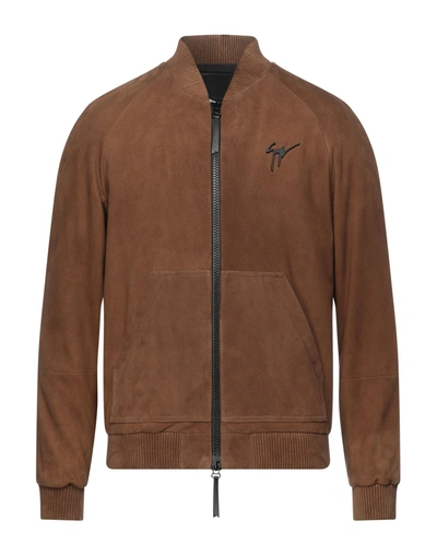 Giuseppe Zanotti Suede Bomber Jacket In Cocoa