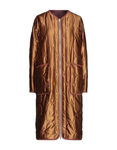 Kenzo Reversible Down Jacket In Ocher And Brick Red In Yellow