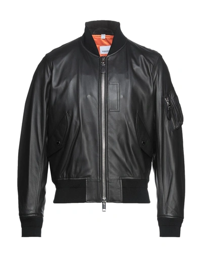 Burberry Leather Bomber Jacket, Brand Size 46 (us Size 36) In Black