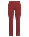 40weft Woman Pants Brick Red Size 2 Cotton, Elastane