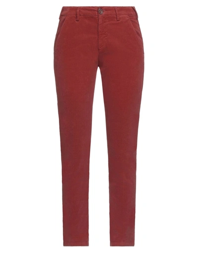 40weft Woman Pants Brick Red Size 2 Cotton, Elastane