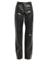 Msgm Pleated Faux Leather Straight-leg Pants In Black