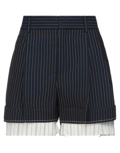 Chloé Woman Shorts & Bermuda Shorts Midnight Blue Size 8 Virgin Wool, Silk