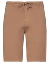 Alpha Studio Man Shorts & Bermuda Shorts Camel Size 28 Cotton, Elastane In Beige