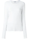 James Perse Round Neck Longsleeved T-shirt In White