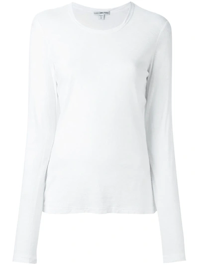 James Perse Round Neck Longsleeved T-shirt In White