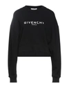 Givenchy Black 'paris' Logo Cropped Sweatshirt In Black