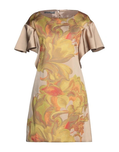 Alberta Ferretti Short Dresses In Beige