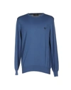 Fred Perry Sweaters In Pastel Blue