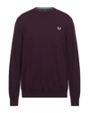 Fred Perry Sweaters In Maroon