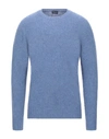 Drumohr Man Sweater Grey Size 44 Cotton In Slate Blue
