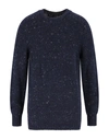 Drumohr Speckled Round-neck Sweater In Dark Blue