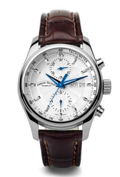 Armand Nicolet Mh2 Chronograph Automatic Silver Dial Mens Watch A647a-ag-p840mr2 In Blue / Brown / Dark / Silver