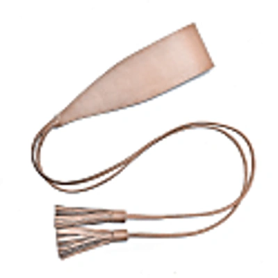 Plik Leather Tassel Waist Belt- Nude