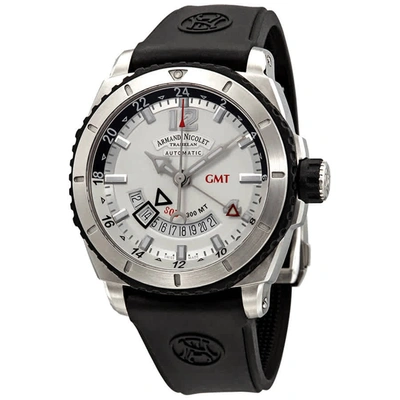 Armand Nicolet S05-3 Gmt Automatic Silver Dial Mens Watch A713agn-ag-gg4710n In Black,silver Tone