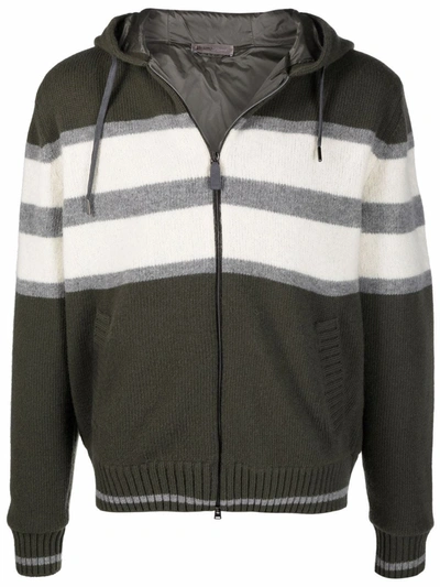 Herno Zipped Hooded Cardigan In Multi